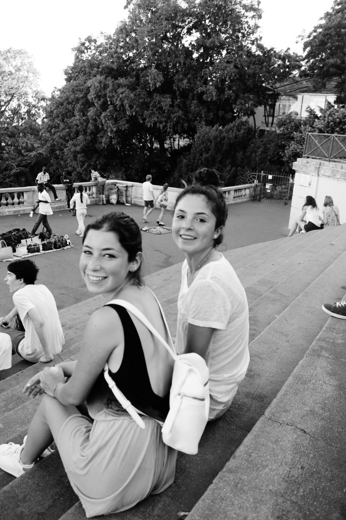 Dani and Sophia in Monmartre, siting on the steps leading to Sacre Coeur.