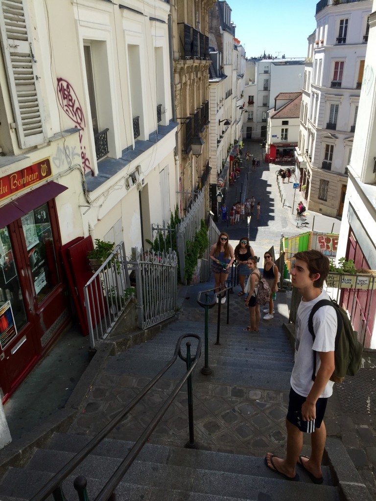 Emerson climbing the steps to Sacre Coeur. Taken by teacher Michael