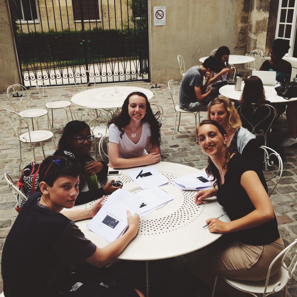 Maggie's French Language and Culture class preparing for the day! Pictured: Brendan, Tyler, Julia, and Zoe!