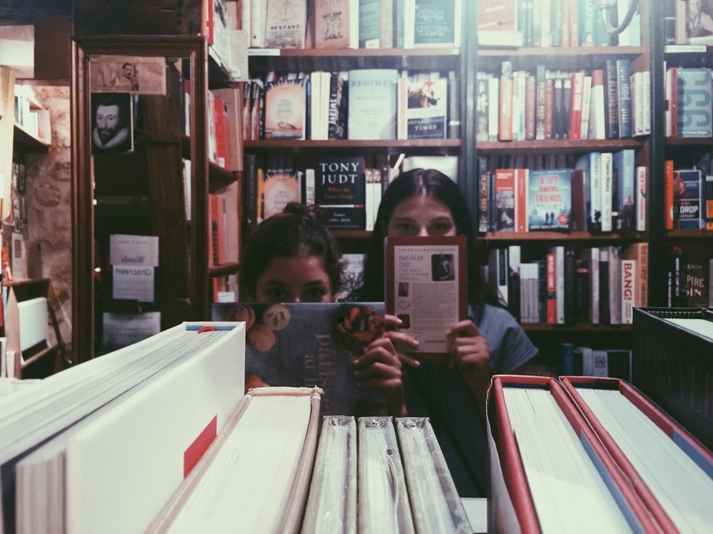 At Shakespeare and Co to see a talk with Lydia Davis and Jonathan Safran Foer