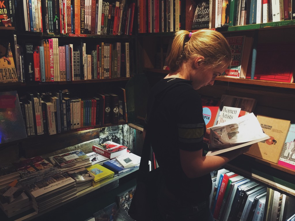 Caroline reading at the bookstore.