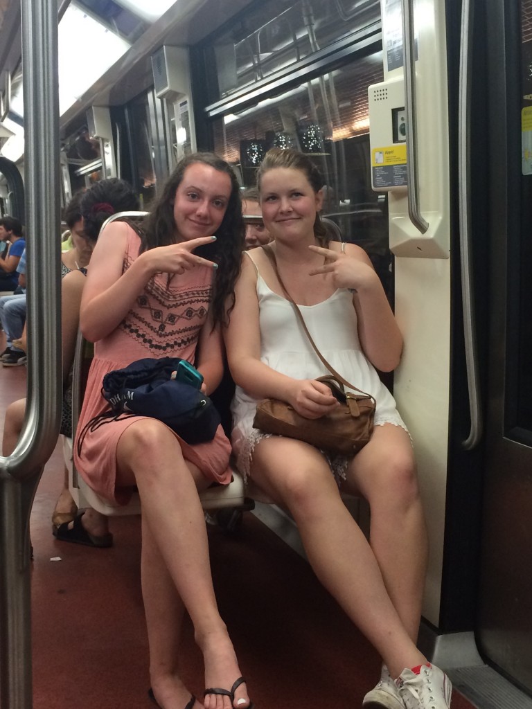 Julia and Cait hangin' on the train!