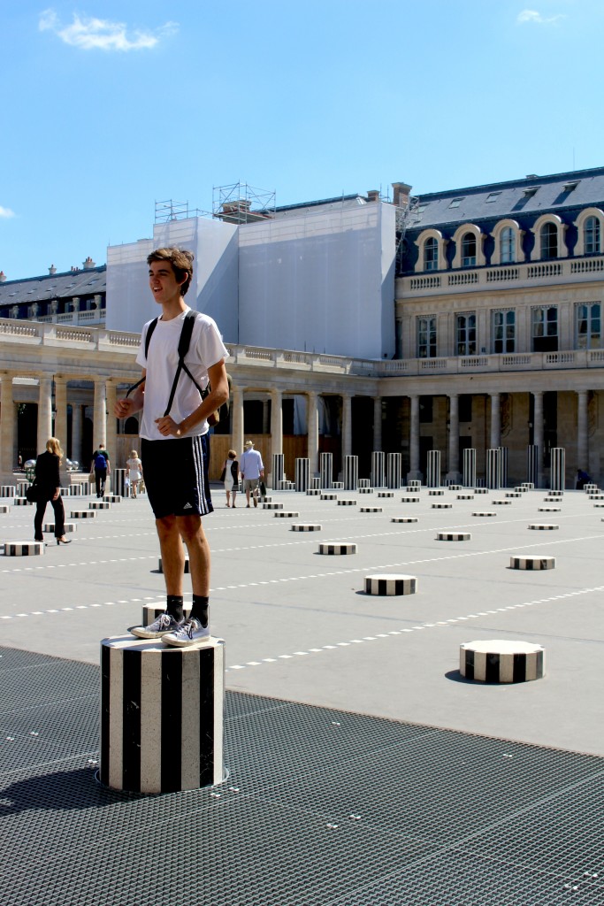 Emerson becoming one with the architecture.