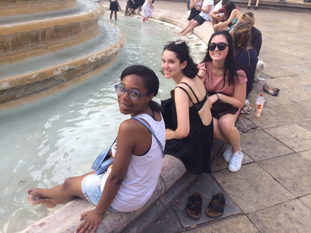 cooling off by a local fountain!