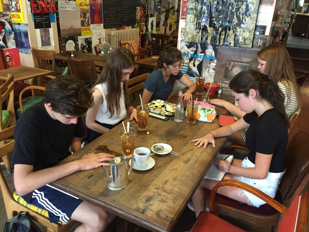 Emerson, Sophia, Molly, Someone, and Sophie sketching!